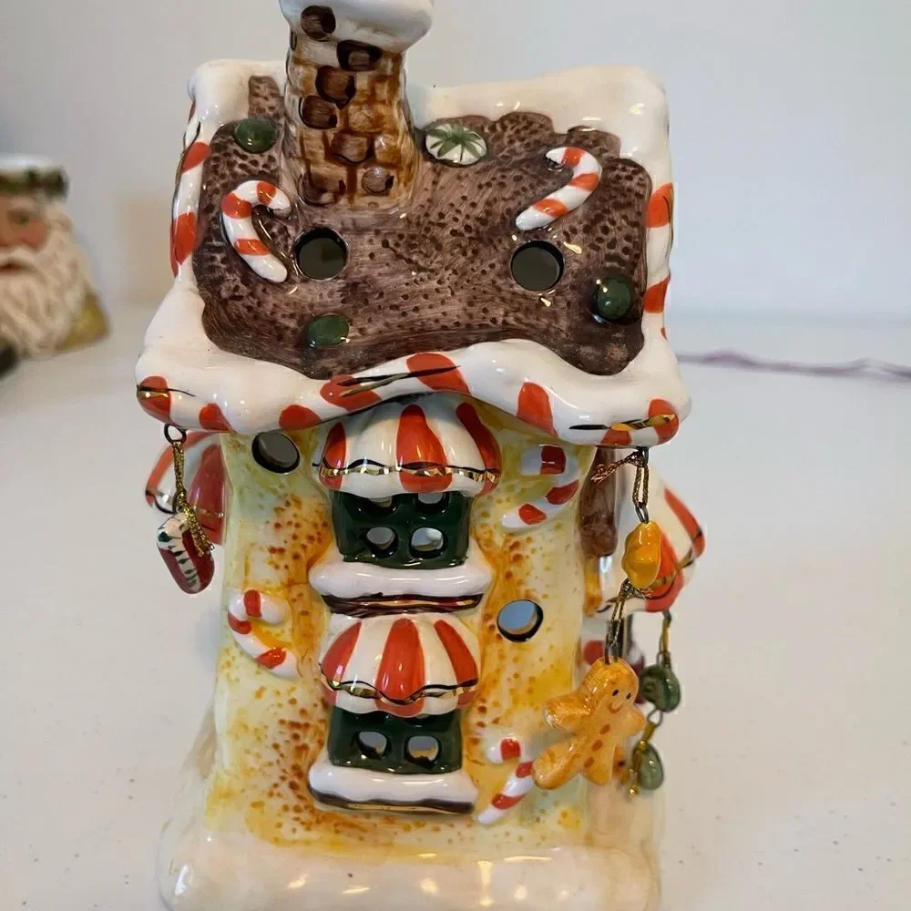 Vintage Gingerbread House hanging charms tea light cottage